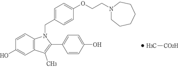 ビビアント（バゼドキシフェン酢酸塩）の構造式