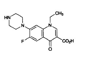 バクシダール（ノルフロキサシン）の構造式