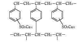 カリメート（ポリスチレンスルホン酸カルシウム）の構造式