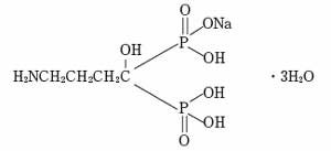 ボナロン（アレンドロン酸ナトリウム水和物）の構造式