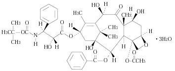 タキソテール（ドセタキセル水和物）の構造式