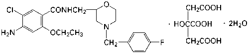 ガスモチン（クエン酸モサプリド）の構造式