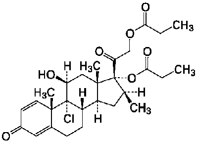 キュバール（ベクロメタゾンプロピオン酸エステル）の構造式