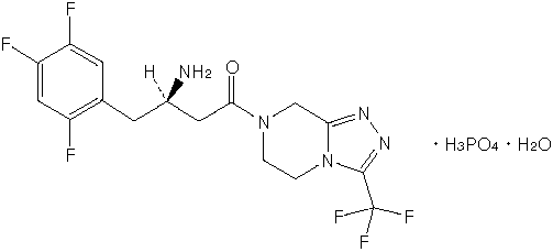 ジャヌビア（シタグリプチンリン酸塩水和物）の構造式