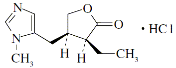 サラジェン（ピロカルピン塩酸塩）の構造式