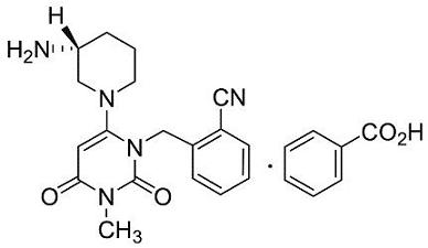 ネシーナ（アログリプチン安息香酸塩）の構造式